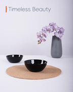 27 OZ Max Cereal Soup Bowl Set of 6, Thin Light & Durable Opal Glass 7.2 inch Black Geometric Faceted Bowls for Ramen, Noodle, Salad, Fruit, Dishwasher and Microwave Safe