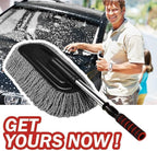Microfiber Car Duster Exterior Interior Cleaner Cleaning Kit size 15.7 inch with Long Retractable Handle to Trap Dust and Pollen for Car Bike RV Boats or Home use - Grey