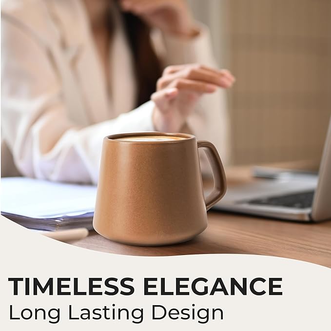 MIAMIO - Coffee Mugs Set of 4 / Large Ceramic Coffee Cups (14 oz) - Mug for Cappuccino, Tea, Espresso - Microwave and Dishwasher Safe - Luxe Collection (Beige Pastel)