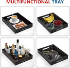 Acrylic Serving Tray with Handles-16x12x2.36Inch-Decorative Tray Letter Tray Organizer for Ottoman Coffee Table Countertop, Black