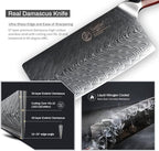 YARENH Chinese Cleaver Knife 7 Inch - Damascus Chef Knife for Kitchen, 67 Layers High Carbon Stainless Steel, African Sandalwood Handle, Sharp, Durable, Rust Resistant, Gift Box