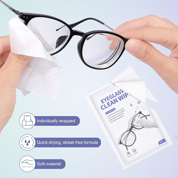 [200 Pack] Large Glasses Cleaner, Lens Wipes for Eyeglasses, Pre-Moistened Individually Wrapped Cleaning Wipes, Eye Glasses Cleaner Wipes for Camera, Phone, Computer, Laptop Screen (4.72 * 5.91 inch)