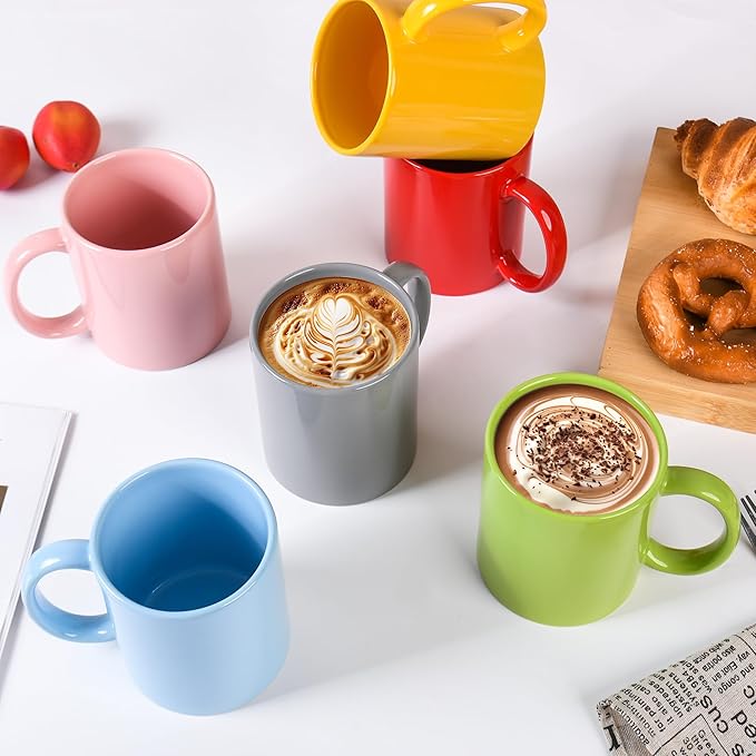 12oz coffee mug set of 6 Coffee Mugs for Coffee, Tea, Cocoa, Milk（ Multiple color）