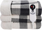 LUXIAN Electric Heated Blanket Queen Size 72"x84" - Microplush & Sherpa Fabric Dual-Sided, 6 Heat Settings & 1-10 Hours Auto Off, Machine Washable, Styiped Check