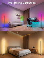 2Pack Corner Floor Lamp, Modern LED Corner Lamp with AC Adapter & APP & Remote Control, 16 Million Colors, 68+ Scene Modes, Music Sync, Ambient Lighting for Living Room, Bedroom, and Gaming Room