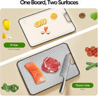Titanium Cutting Board, Double Sided Medical-grade, Pure Titanium/Wheat straw PP Large Chopping Boards with Juice Groove Cutting Pads for Meat, Vegetables and Fruits
