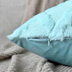 Set of 2 Soft Moroccan Throw Pillow Covers 18x18 Inch Plush Boho Decorative Pillow Cover Accent Cushion Case for Couch Sofa Bed, Light Aqua