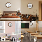 Wall Clock, Classic Wood Style Finish, 16 Inch Non-Ticking Silent Battery Operated Quartz Analog with Perpetual Calendar and F° Temperature Display, Home, Office Décor (Wood Yellow)