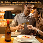 DUSKTEC Wireless Wine Bottle Lampshade, 8 RGB Light Modes, Light Temperature 3000-6500K, Rechargeable Touch Wine Bottle Lamp, Portable Wireless Bottle Lamp, Bar Lights, Party, Gift (Black, 2PCS)