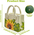 Small Purse Vase for Flowers - Sunflower Cute Mini Handbag Flower Vase for Organic Modern Table Centerpiece Decor, Unique Beige Resin White Vases for Party/Kitchen/Neutral/Bedroom