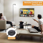 Floor Lamps for Living Room - Standing Lamp with Remote Control Glass Shade, Modern Floor Lamp with LED Bulbs, Bright Industrial Floor Lamp for Bedroom, Black Tall Lamp for Office