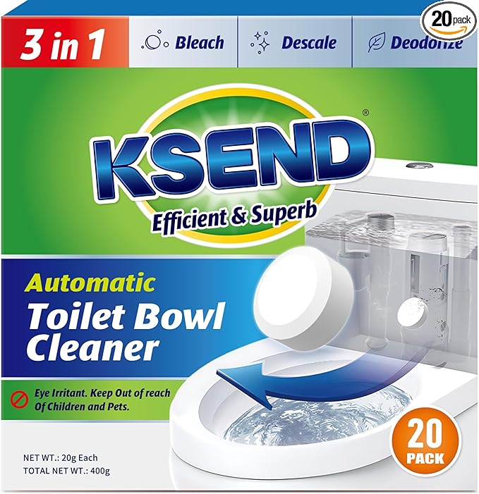 Toilet Bowl Cleaner Tablets - 20 PCS Automatic Bleach Toilet Cleaner Tablets, Slow-Releasing Deodorizing & Descaling, Powerful Bathroom Tank Cleaner
