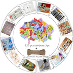 DurReus Sturdy Clothes Pegs Clamps DIY Craft Mini Colored Wood Clothespins Clip Holiday Christmas Cards with Twine Pack 50 Yellow