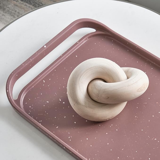 LINE+ARC Waterproof, Easy-to-Clean, 18"x12" Serving Tray Extra Large Handles (Bone) 100% Food-Grade Melamine for Breakfast, Dinner, Bed, Tea, Crafts, Decorative, TV, Couch, Outdoor, Patio