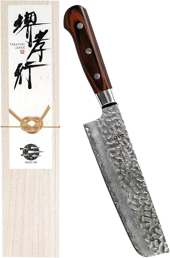 Sakai Takayuki 【The knife brand favored by Japanese chefs】 Damascus Nakiri Knife Vegetable Knife Japanese Knife 6.5 inch (MPN DN160)