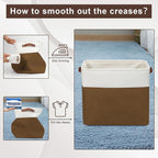 Large Fabric Storage Baskets | 50L Storage Bins, Decorative Linen Closet Baskets with Handles for Organizing, Shelf, Toys, Clothes, Home, Office, Nursery, 17x12x15Inches (Brown&White)
