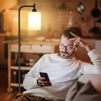 Floor Lamps for Living Room - Standing Lamp with Frosted White Glass Shade, Modern Industrial Floor Lamp with LED Bulbs, Black Tall Lamp for Bedroom Office(Light Bulb Included)