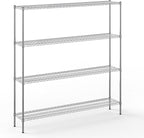 14" Deep x 72" Wide x 74" Height Wire Shelving Kit | 4-Tier | NSF Commercial Storage Rack Unit