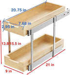 Wood Pull Out Cabinet Organizer 2 Tie 9" W x 21" D, Heavy-Duty Sliding Drawers for Inside Cabinets Storage and Organization for Kitchen, Pantry, Bathroom