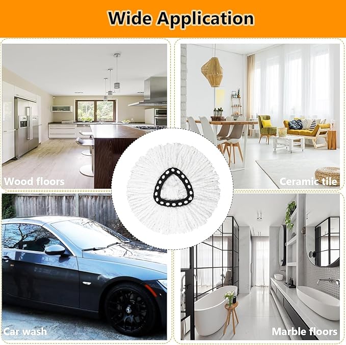 16Pack Spin Mop Replacement Heads for O Cedar, 100% Microfiber Mop Head Replacement Fits Triangle Mop Replace, Easywring 1-Tank System, 360 Degree Spin Refill for Easy House Cleaning Floor Mopping