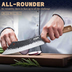 Huusk Meat Cleaver Knife Butcher Knife for Meat Cutting 8.3 inch Japanese Viking Knife Hand Forged Carving Knives for Slicing BBQ Kitchen Cooking with Present Box