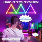 RGB Wall Light, LED DIY Geometry Splicing Gaming Lights, Backlit Modular Wi-Fi Colour Changing Home Decor Lights Work with Alexa and Google Assistant for Game Room, Bedroom (9 Lines, White)