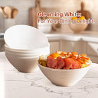 C CREST 30oz White Glass Bowl Set of 6, Perfect for Soup, Cereal, Ramen, Oatmeal, Fruit, Salad, Rice Bowls, Great for Breakfast, Lunch & Dinner
