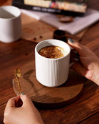 famiware Coffee Mug Set for 6, Star 12 oz Catering Mugs Cup Set with Handle for Coffee, Tea, Cocoa, Milk - Ceramic Stoneware Drinkware Set, Matte White