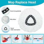 Spin Mop Replace Head, Base, Mop Handle Replacement for OCedar EasyWring 1 Tank System - Include 2 Microfiber Mop Head Replacement, 1 Sturdy Iron 30-58" Mop Handle, Head Cover and Scrubber