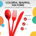 Party Solids Red Plastic Knives 200 Pieces Red Knives Disposable Utensils Heavy Duty Plastic Cutlery Set Disposable Cutlery Sets Flatware Sets Silverware Set Party Supplies & Party Tableware