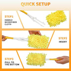 Reusable Duster Refill Compatible with Swiffer Hand Duster - 360 Heavy Duty Microfiber Duster Refills - 4 Pack for Ceiling Fans, Furniture, and Electronics (Yellow,Handle is Not Included)