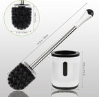 Toilet Brush and Holder, Compact Size Toilet Bowl Brush with Stainless Steel Handle, Small Size Plastic Holder Easy to Hide, Space Saving for Storage, Drip-Proof, Easy to Assemble, Deep Cleaning