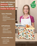 Beeswax Bread Bags for Homemade Bread,Reusable Beeswax Bags for Sourdough, 2 Pack Cotton Linen Food Storage Bag to Keep Fresh - Easy to Clean Organic Beeswax Bag Extra Large 17x12 in