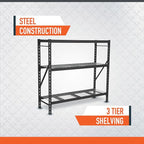 Ironton Industrial Shelving Rack, 3 Storage Shelves Steel Construction 3-Tier Rack with 2000-Lb Load Capacity Per Shelf, Garage Storage Rack