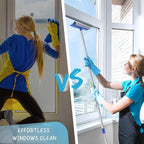 Window Squeegee for Home, 56'' Long Handle Shower Door Cleaner Tool, 2-in-1 Glass Scrubber for Car Windshield Cleaning