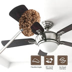 Ceiling Fan Cleaner Duster Reusable Microfiber Ceiling Fan Blade Cleaner Removable Duster with Extension Pole Adjusts 13 to 49.7 Inch for Cleaning Walls Furniture Door Window Top (Beige Brown)