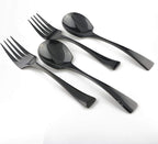 4-Pieces 18/10 Stainless Steel Big Service Fork and Spoon Flatware Set, Mirror Polishing Black