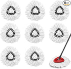 8-Pack Spin Mop Replacement Heads for O Cedar, 100% Microfiber Mop Head Replacement Fits Triangle Mop Replace, Easywring 1-Tank System, 360 Degree Spin Refill for Easy House Cleaning Floor Mopping