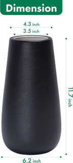 D'vine Dev 12 Inch Raven Grain Elegant Oval Ceramic Vase for Flowers, Home Décor Vase with Design Box, VS-LD-C-3