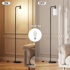 Floor Lamps for Living Room - Standing Lamp with Frosted White Glass Shade, Modern Industrial Floor Lamp with LED Bulbs, Black Tall Lamp for Bedroom Office(Light Bulb Included)