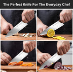 8 Inch German Chef Knife in EN1.4116 High Carbon Steel, Ultra Sharp Non-Slip Full-Tang Handle Kitchen Knife, Dishwasher Safe Rust Resistant Chefs Knife, Thoughtful Birthday Gifts for Women