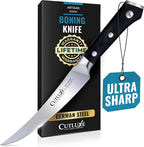 Cutluxe Curved Boning Knife – 6" Boning Knife for Meat Cutting, Filleting – High Carbon German Steel, Full Tang & Ergonomic Handle Design – Artisan Series