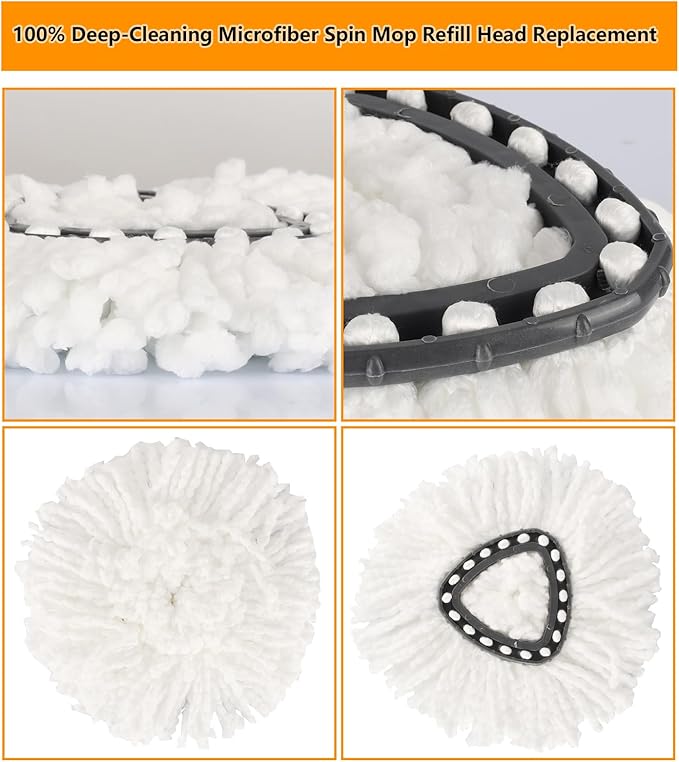 8-Pack Spin Mop Replacement Heads for O Cedar, 100% Microfiber Mop Head Replacement Fits Triangle Mop Replace, Easywring 1-Tank System, 360 Degree Spin Refill for Easy House Cleaning Floor Mopping