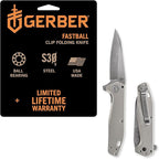 Gerber Gear Fastball - Slim, Lightweight Folding Knife with Lock Release - Pocket Knife with 3-Position Clip - EDC Gear - 3" - Made in USA - Urban Grey