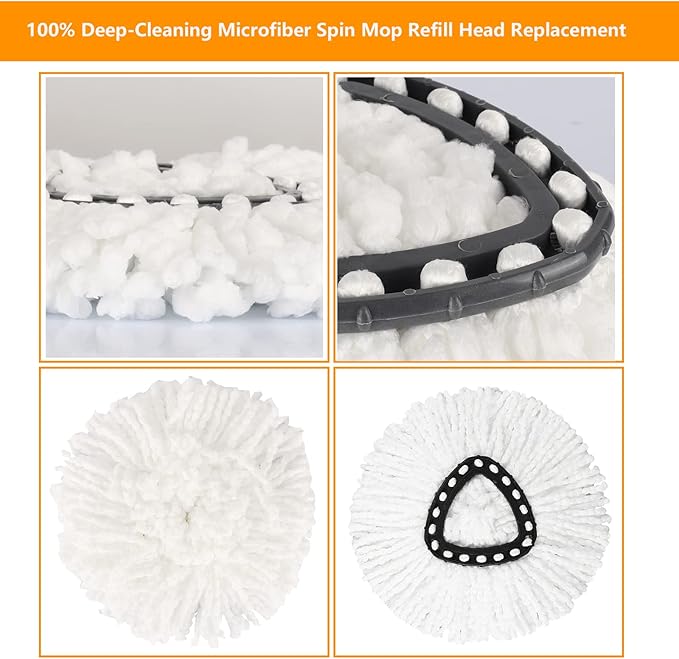 5-Pack Spin Mop Replacement Heads for O Cedar, 100% Microfiber Mop Head Replacement Fits Triangle Mop Replace, Easywring 1-Tank System, 360 Degree Spin Refill for Easy House Cleaning Floor Mopping