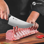 FINTISO Butcher Knife, 6.9 Inch Sharp Meat Cleaver Knife with 5-Layer High Carbon Stainless Steel, Chopping Knives with Ergonomic Full Tang G10 Handle for Home Kitchen Bone Cutting