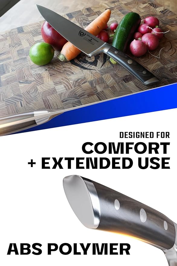 Dalstrong Chef Knife - 8 inch Blade - Gladiator Series - ABS Faux Wood Handle - Forged High Carbon German Steel - Razor Sharp Kitchen Knife - Professional Full Tang Knives - Sheath - NSF Certified