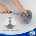 MR.SIGA Microfiber Delicate Duster, Comfortable Non Slip Handle, Detachable Washable Duster Head, Gray & Black