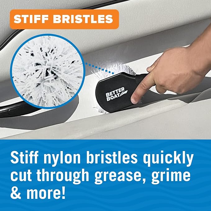 Stiff Hand Scrub Brush, Short Handle Heavy Duty Tire and Wheel Cleaning Tool, Outdoor Boat Scrubber with Handle, Carpet Cleaner, All-Purpose Cleaning Brush