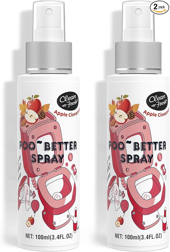 Clean-n-Fresh Toilet Spray, Apple Cinnamon, 6.8 Fl.Oz, Up to 400+ Uses, Air Freshener Spray, Toilet Bathroom Odor Deodorizer, Cinnamon, Apple & Pine Scent